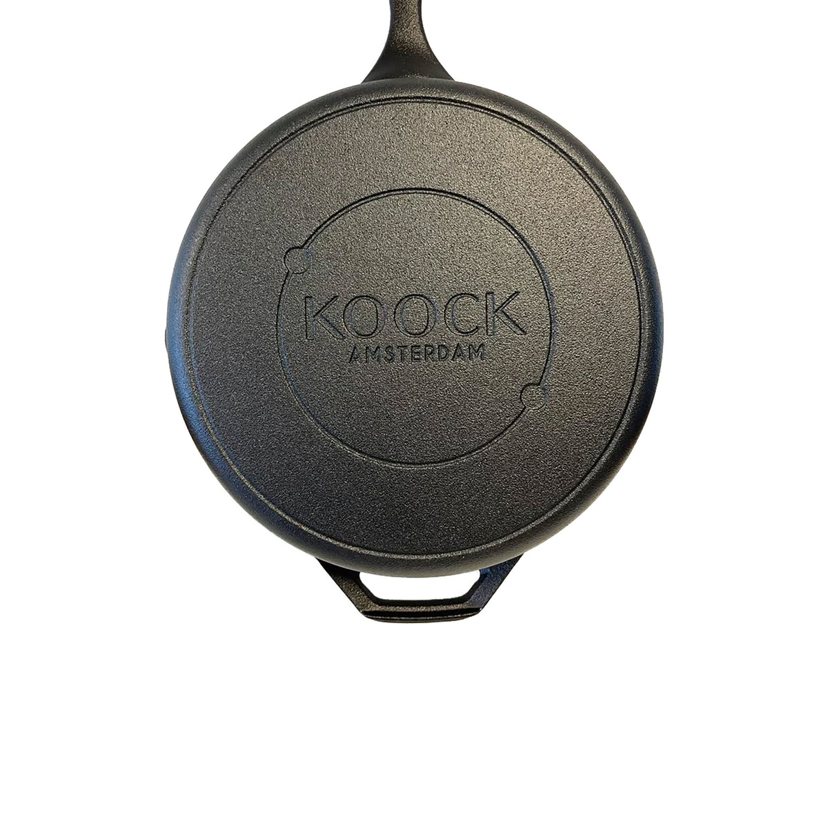 Gepolijste gietijzeren koekenpan 30 cm achterkant