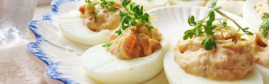 Gevulde eitjes met makreel