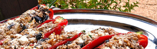 Gevulde puntpaprika’s met feta en champignons
