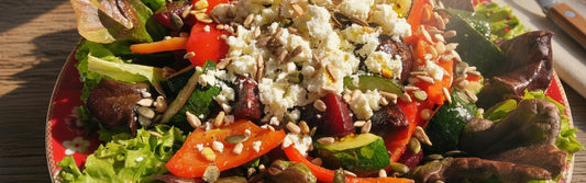 Lauwwarme salade met geroosterde groenten