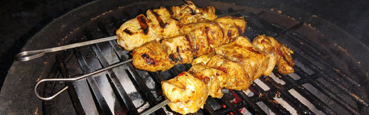 Pittige kalkoen spies met harissa en komijn