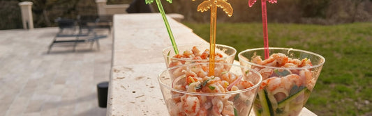 Salade van rivierkreeftjes met geroosterde courgette