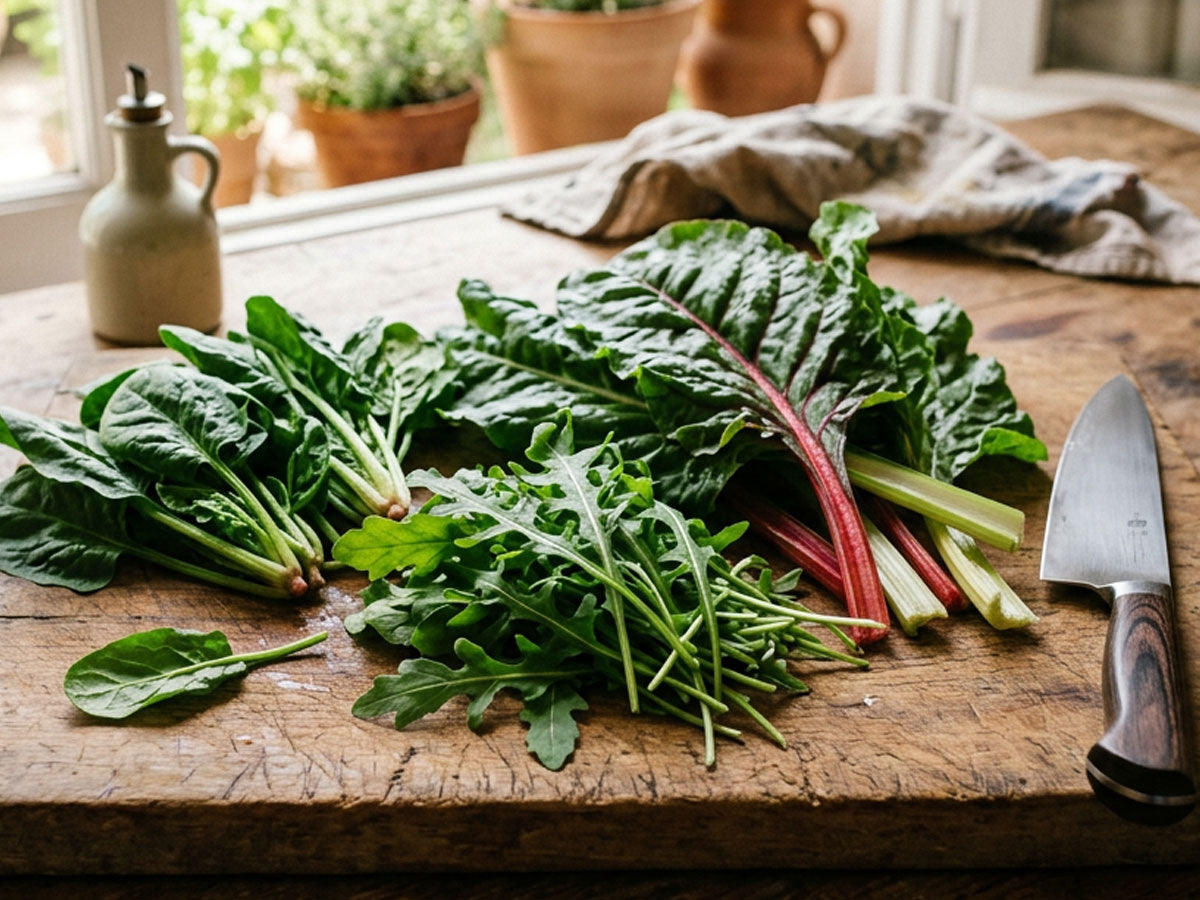 Bladgroenten in de keuken