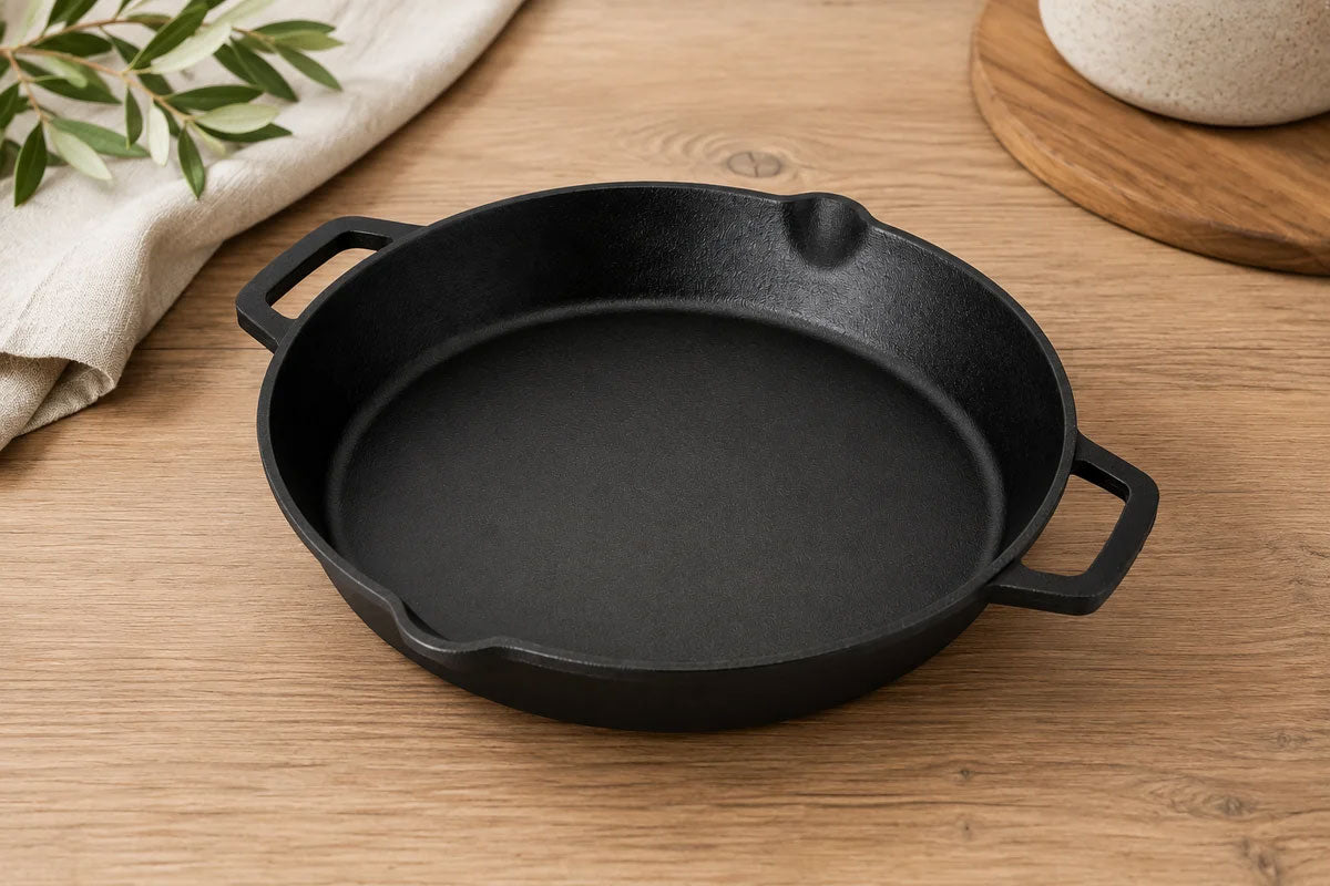 Diepe gietijzeren koekenpan 32 cm zonder steel